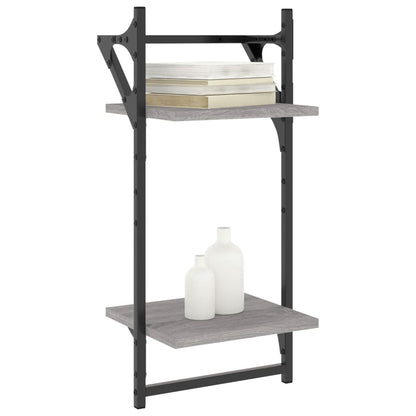 Wandschappen 2-Laags Met Stangen 2 St 30X25X65 Cm Grijs Sonoma