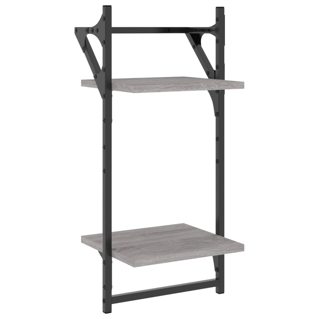 Wandschappen 2-Laags Met Stangen 2 St 30X25X65 Cm Grijs Sonoma