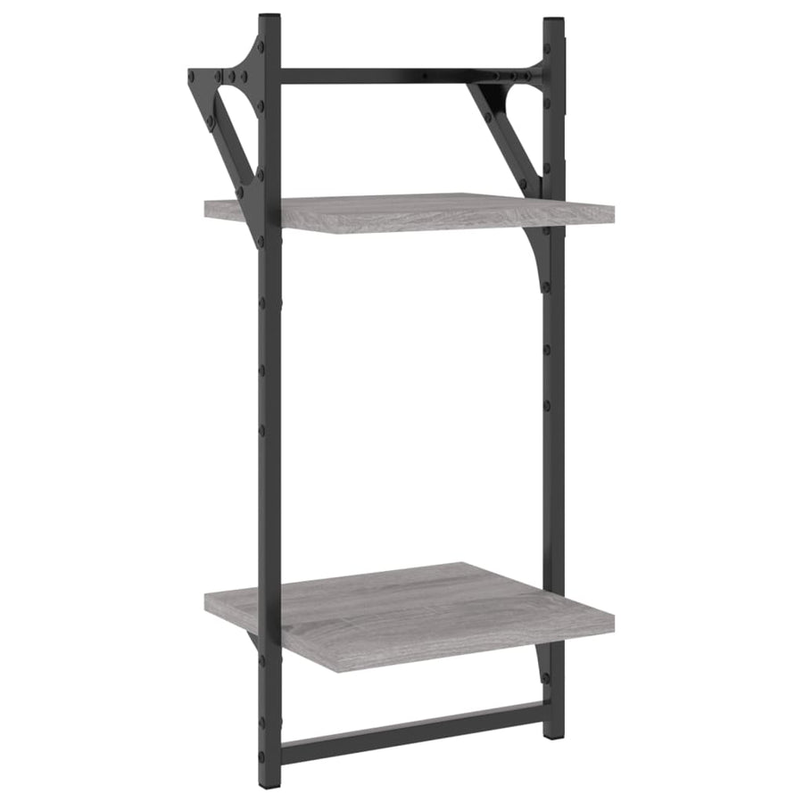 Wandschappen 2-Laags Met Stangen 2 St 30X25X65 Cm Grijs Sonoma