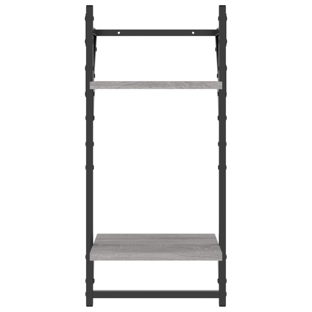 Wandschappen 2-Laags Met Stangen 2 St 30X25X65 Cm Grijs Sonoma
