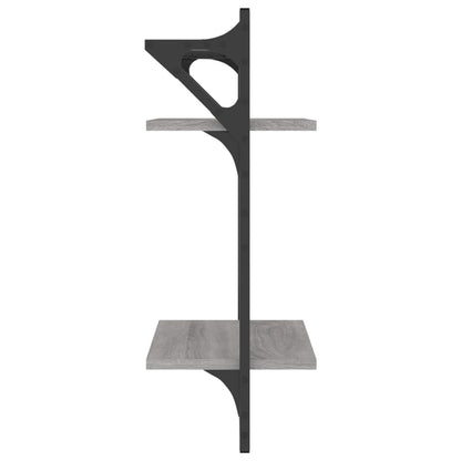 Wandschappen 2-Laags Met Stangen 2 St 30X25X65 Cm Grijs Sonoma
