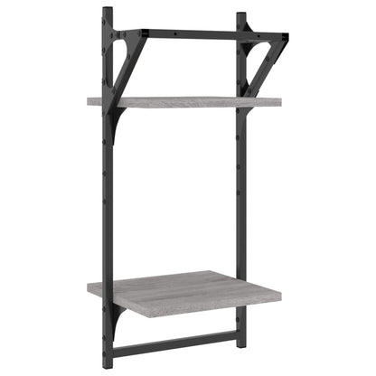Wandschappen 2-Laags Met Stangen 2 St 30X25X65 Cm Grijs Sonoma