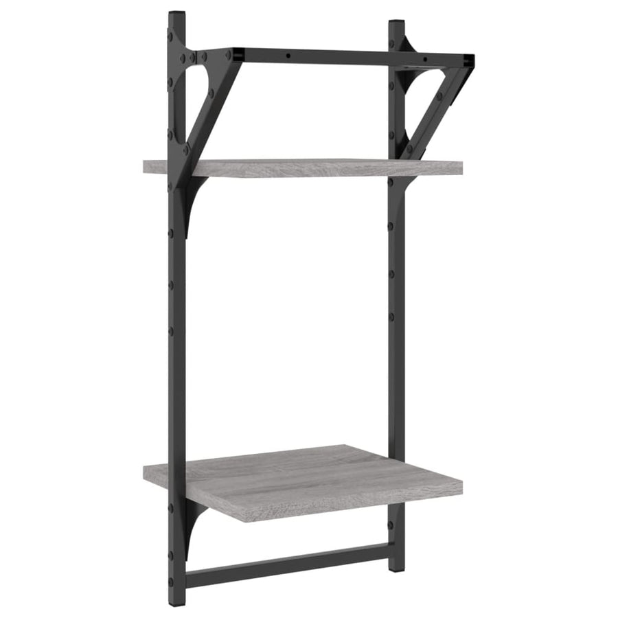 Wandschappen 2-Laags Met Stangen 2 St 30X25X65 Cm Grijs Sonoma