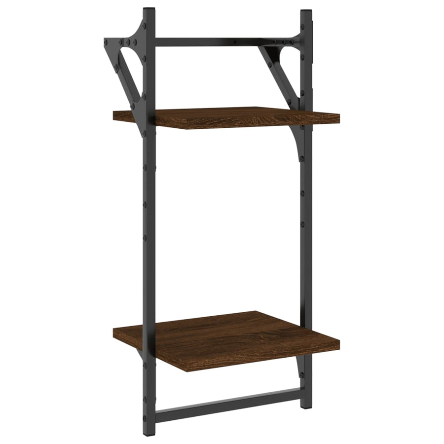 Wandschappen 2-Laags Met Stangen 2 St 30X25X65 Cm Bruineiken