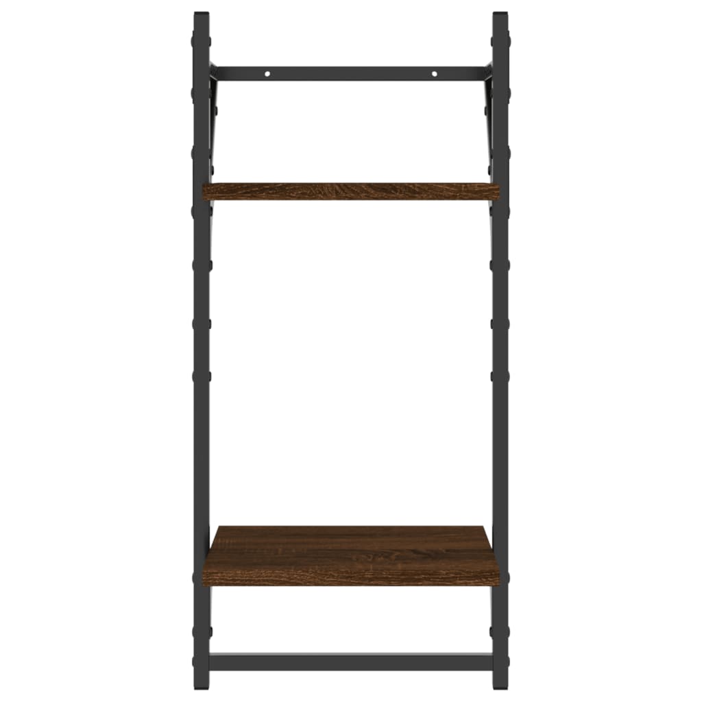 Wandschappen 2-Laags Met Stangen 2 St 30X25X65 Cm Bruineiken