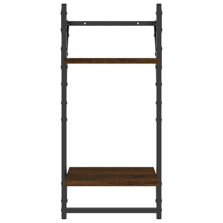 Wandschappen 2-Laags Met Stangen 2 St 30X25X65 Cm Bruineiken