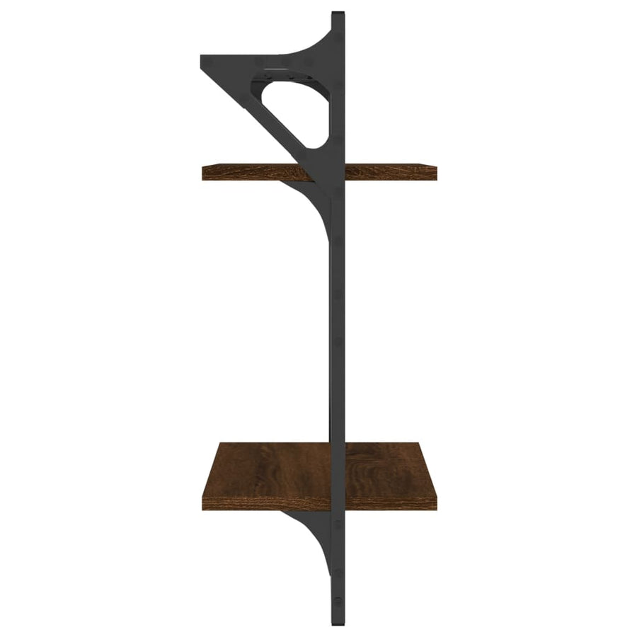 Wandschappen 2-Laags Met Stangen 2 St 30X25X65 Cm Bruineiken