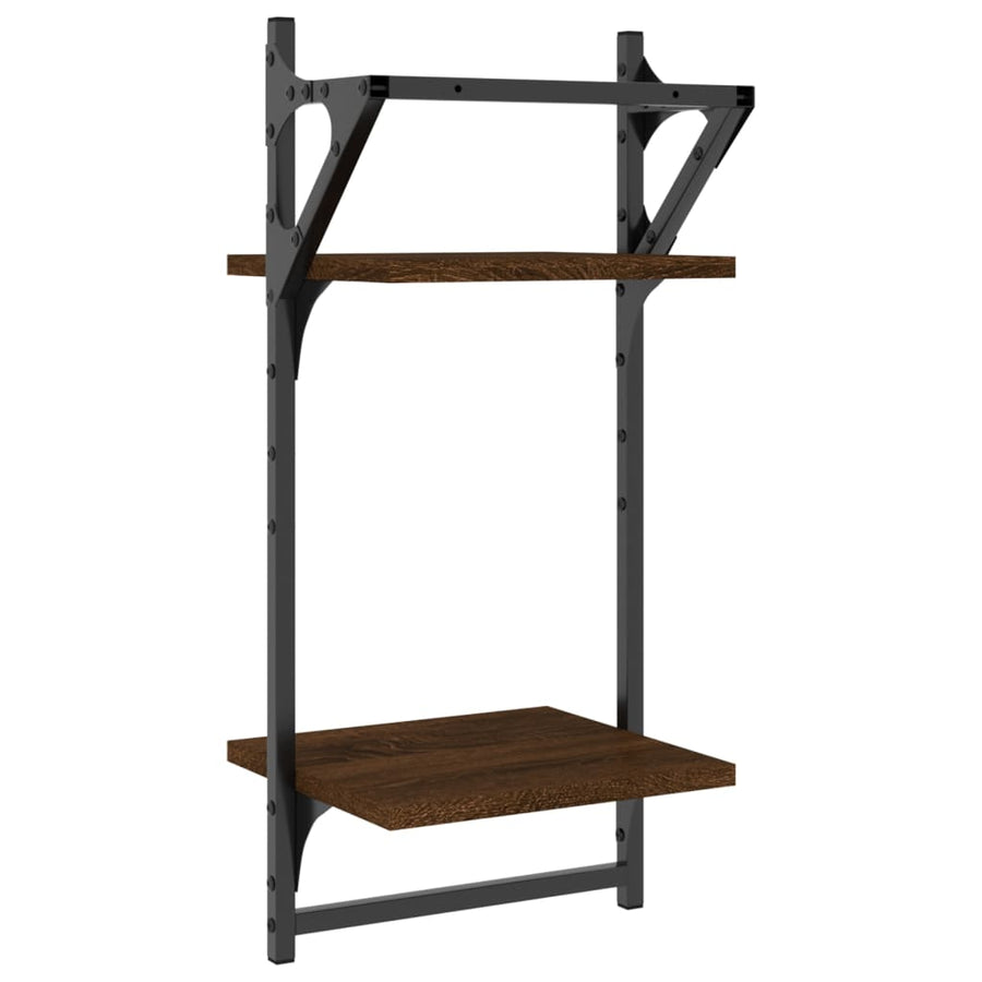 Wandschappen 2-Laags Met Stangen 2 St 30X25X65 Cm Bruineiken