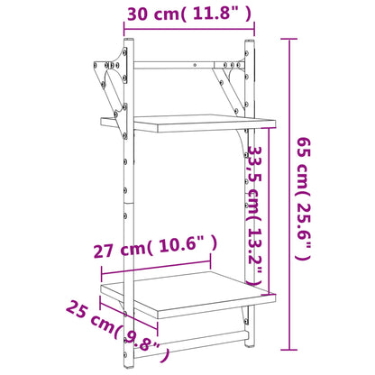 Wandschappen 2-Laags Met Stangen 2 St 30X25X65 Cm Bruineiken
