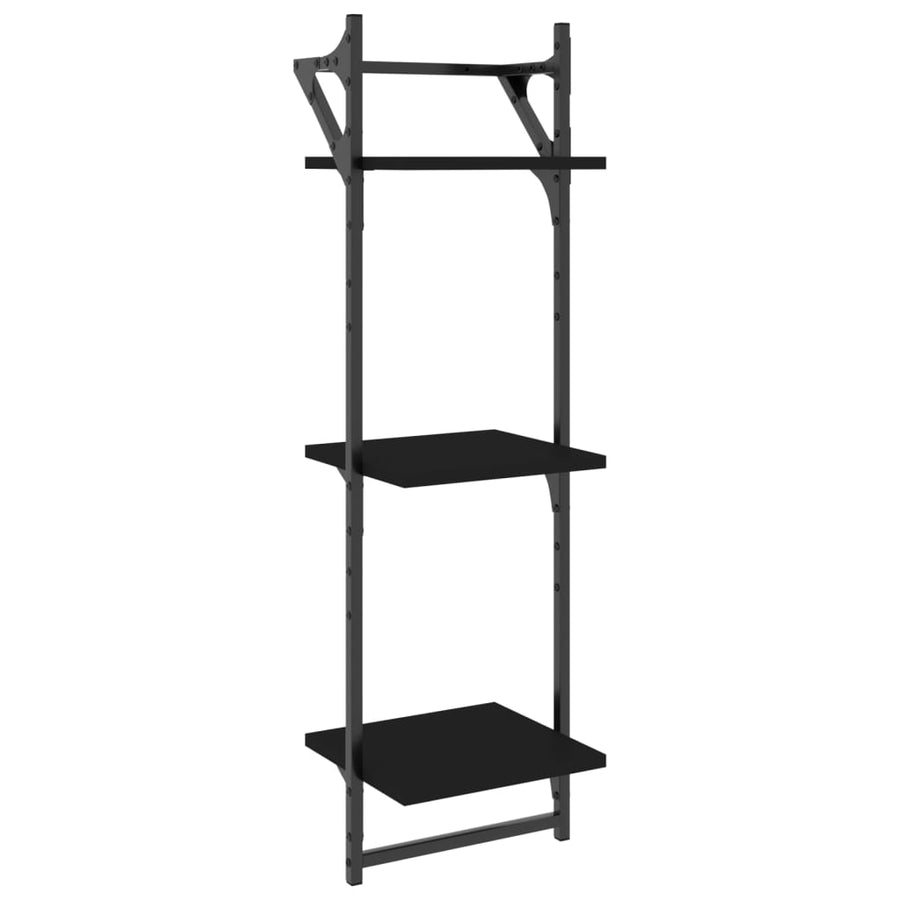 Wandschappen 3-Laags Met Stangen 2 St 30X25X100 Cm Zwart