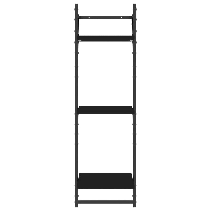 Wandschappen 3-Laags Met Stangen 2 St 30X25X100 Cm Zwart