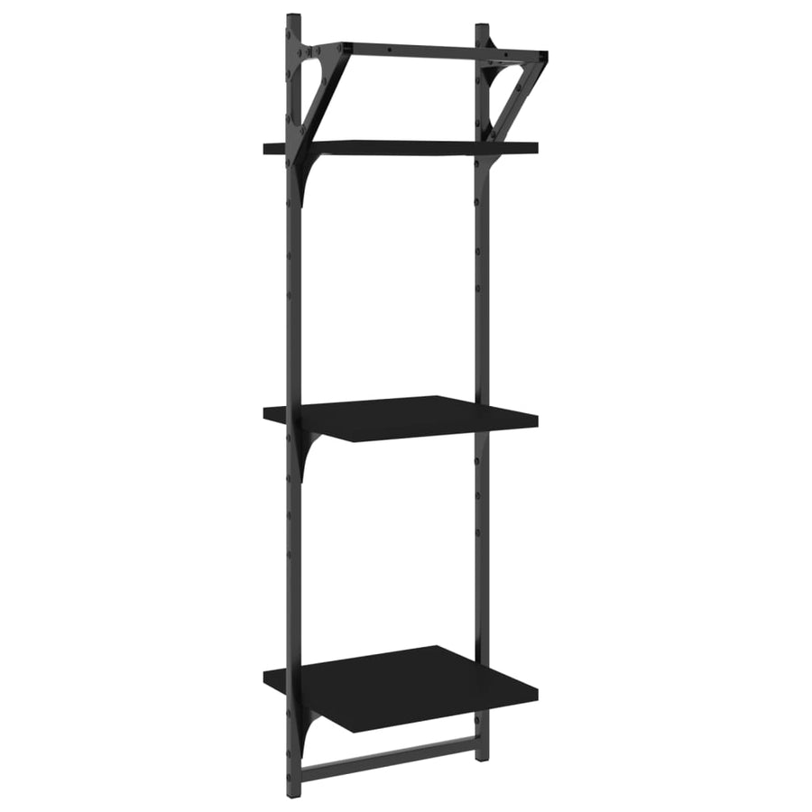 Wandschappen 3-Laags Met Stangen 2 St 30X25X100 Cm Zwart