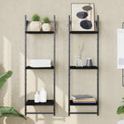 Wall shelves 3-tier with rails 2 pcs 30x25x100 cm black