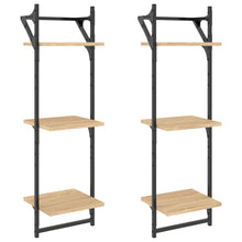 Wandschappen 3-Laags Met Stangen 2 St 30X25X100 Cm Sonoma Eiken