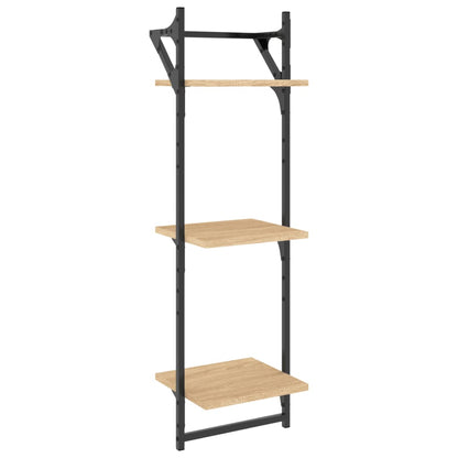 Wandschappen 3-Laags Met Stangen 2 St 30X25X100 Cm Sonoma Eiken