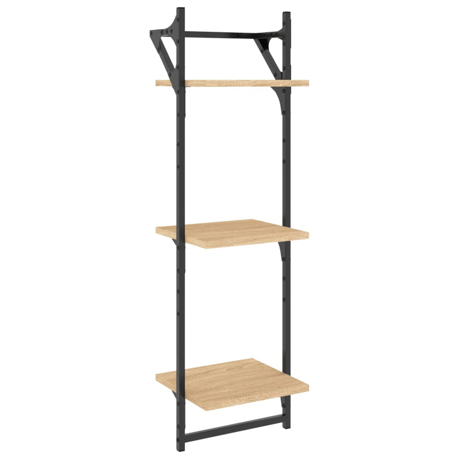 Wandschappen 3-Laags Met Stangen 2 St 30X25X100 Cm Sonoma Eiken