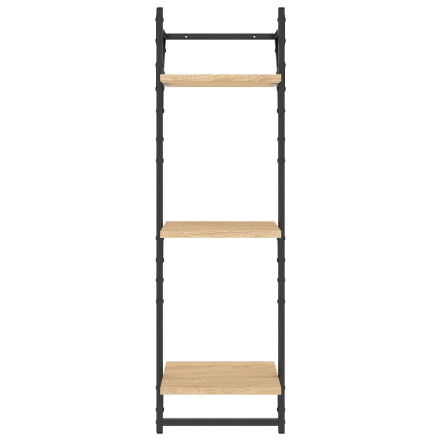 Wandschappen 3-Laags Met Stangen 2 St 30X25X100 Cm Sonoma Eiken