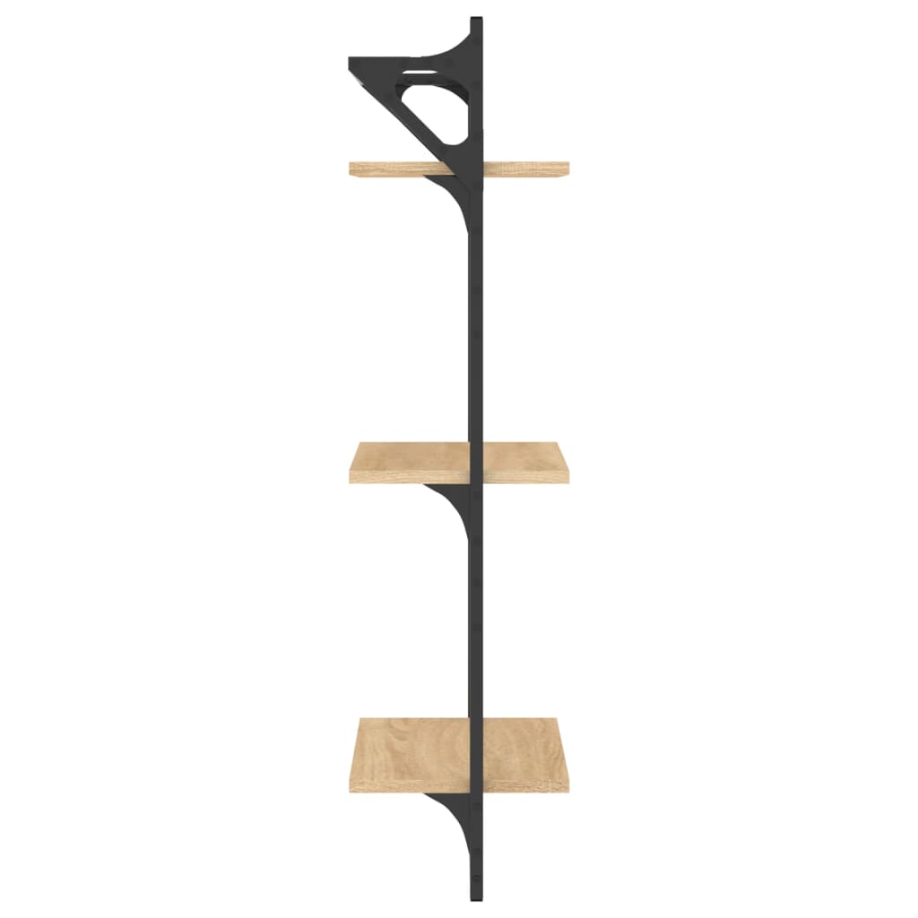Wandschappen 3-Laags Met Stangen 2 St 30X25X100 Cm Sonoma Eiken