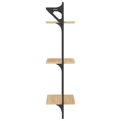 Wandschappen 3-Laags Met Stangen 2 St 30X25X100 Cm Sonoma Eiken