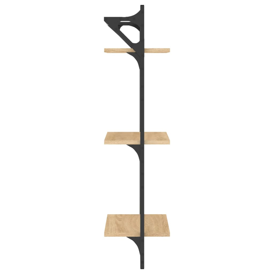 Wandschappen 3-Laags Met Stangen 2 St 30X25X100 Cm Sonoma Eiken
