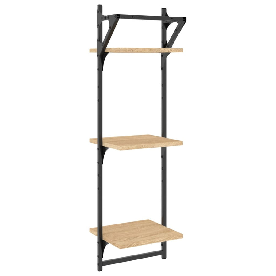 Wandschappen 3-Laags Met Stangen 2 St 30X25X100 Cm Sonoma Eiken