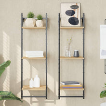 Wandschappen 3-Laags Met Stangen 2 St 30X25X100 Cm Sonoma Eiken
