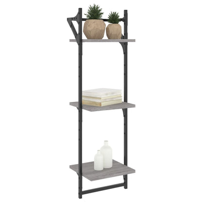 Wandschappen 3-Laags Met Stangen 2 St 30X25X100 Cm Grijs Sonoma