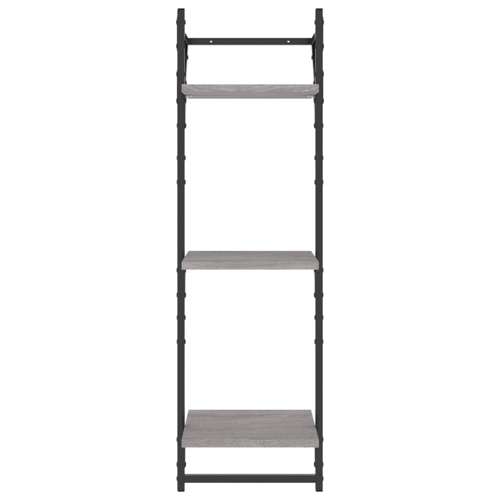 Wandschappen 3-Laags Met Stangen 2 St 30X25X100 Cm Grijs Sonoma