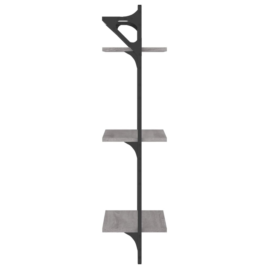 Wandschappen 3-Laags Met Stangen 2 St 30X25X100 Cm Grijs Sonoma