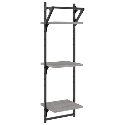 Wandschappen 3-Laags Met Stangen 2 St 30X25X100 Cm Grijs Sonoma