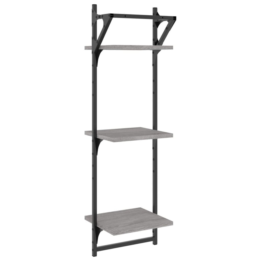 Wandschappen 3-Laags Met Stangen 2 St 30X25X100 Cm Grijs Sonoma