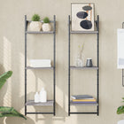 3-tier Wall Shelves with Bars 2 pcs 30x25x100 cm Grey Sonoma