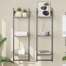 Wandschappen 3-Laags Met Stangen 2 St 30X25X100 Cm Grijs Sonoma