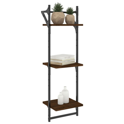 Wandschappen 3-Laags Met Stangen 2 St 30X25X100 Cm Bruineiken
