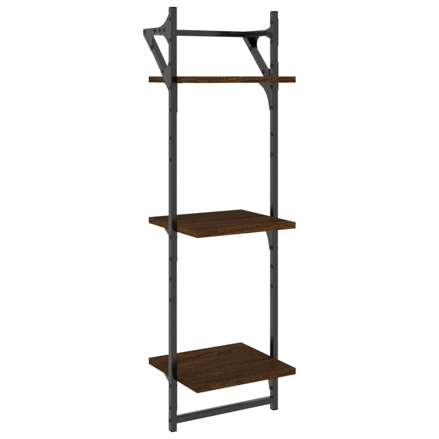 Wandschappen 3-Laags Met Stangen 2 St 30X25X100 Cm Bruineiken
