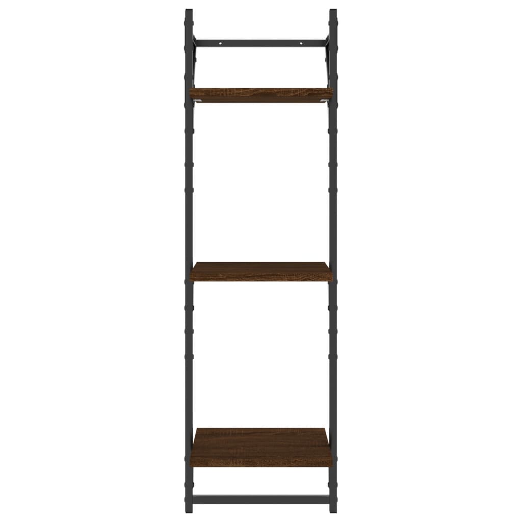 Wandschappen 3-Laags Met Stangen 2 St 30X25X100 Cm Bruineiken