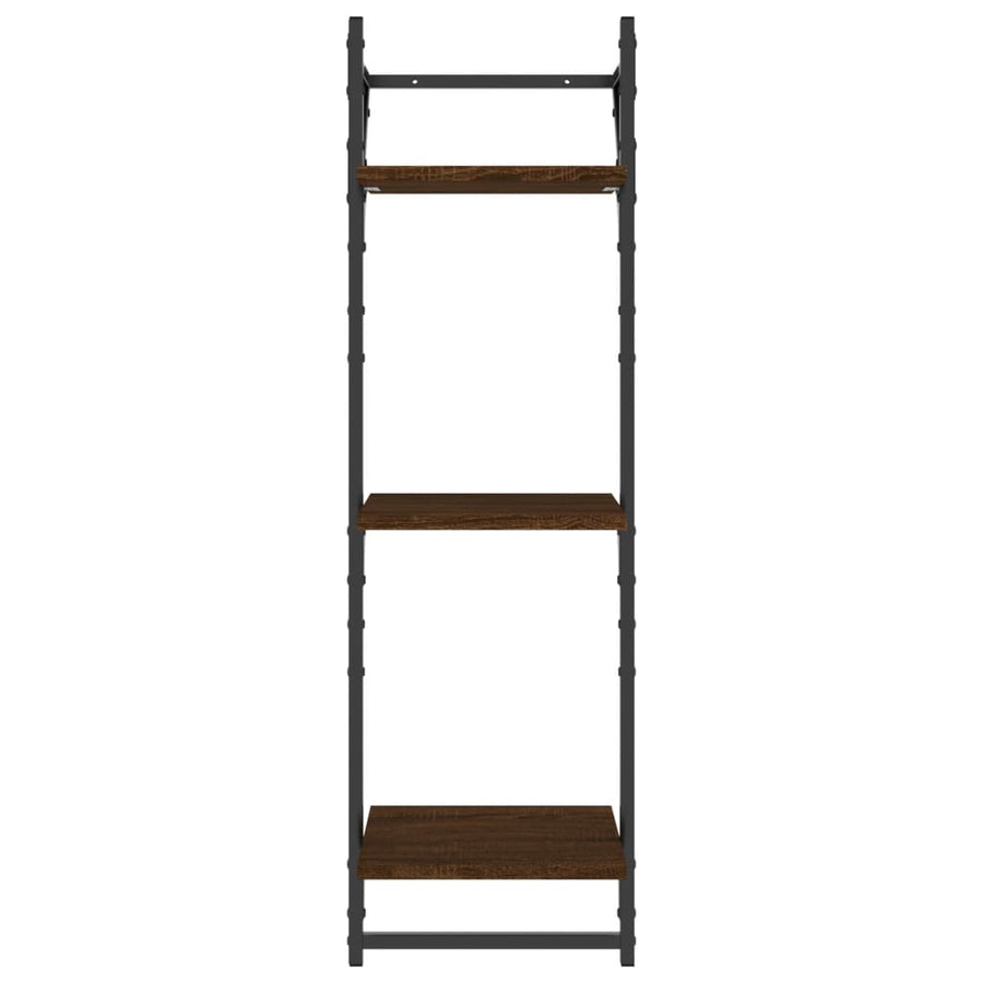 Wandschappen 3-Laags Met Stangen 2 St 30X25X100 Cm Bruineiken