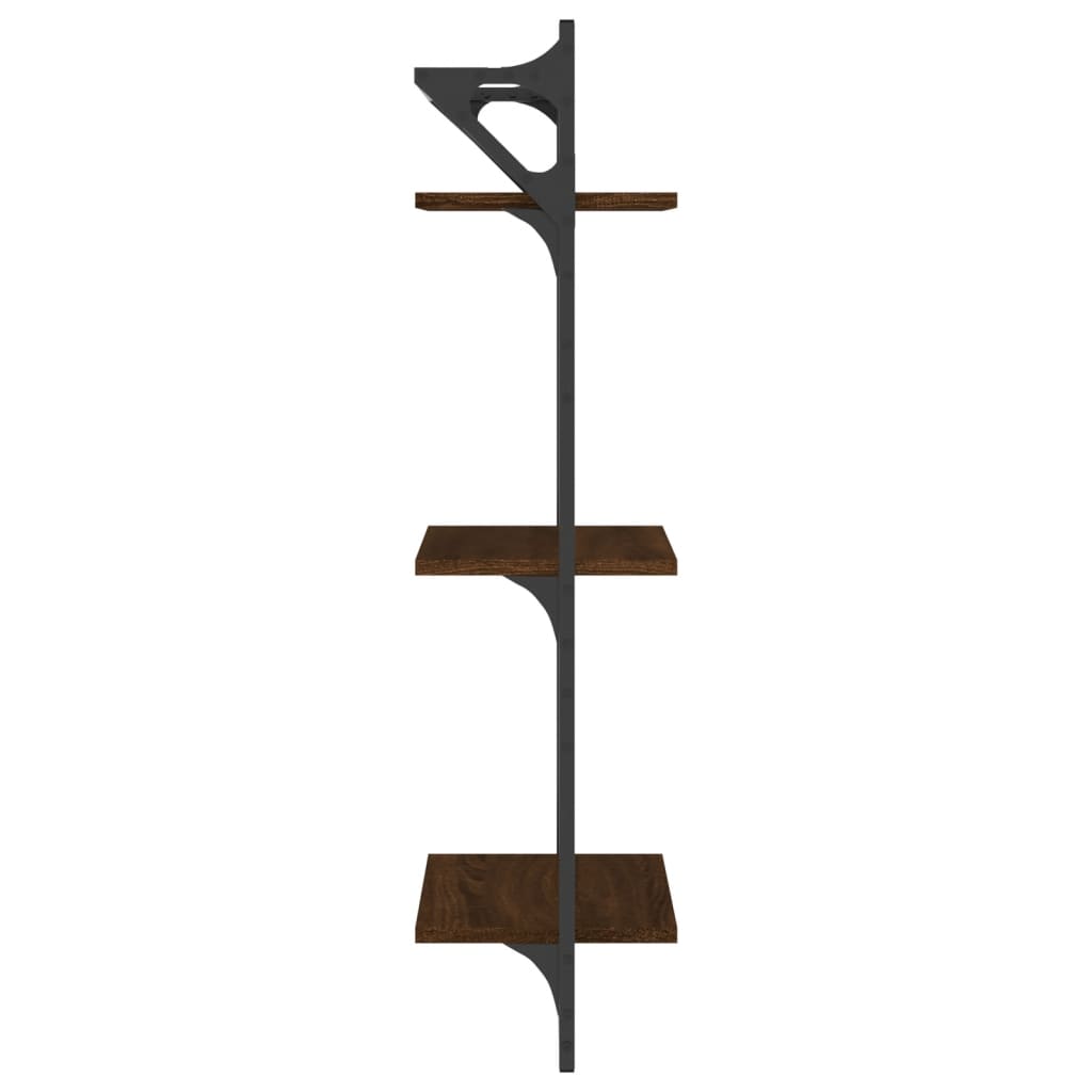 Wandschappen 3-Laags Met Stangen 2 St 30X25X100 Cm Bruineiken