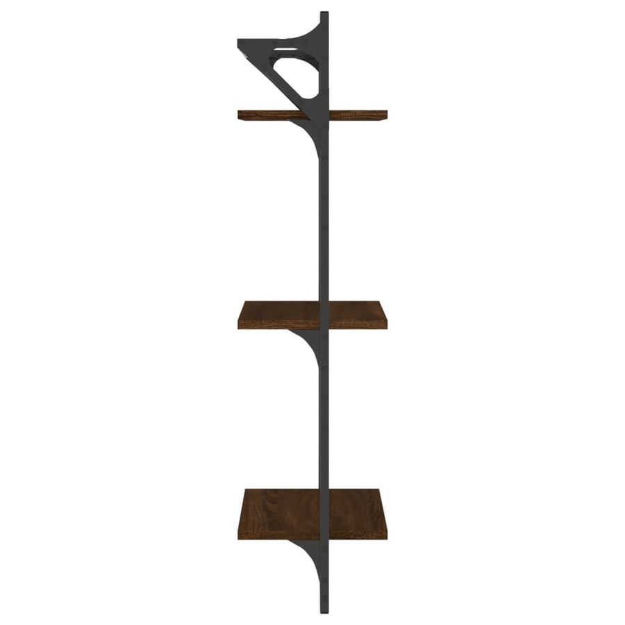 Wandschappen 3-Laags Met Stangen 2 St 30X25X100 Cm Bruineiken