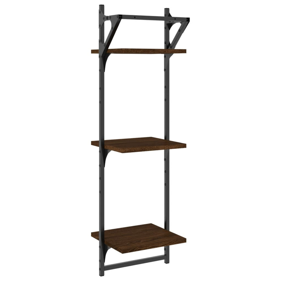Wandschappen 3-Laags Met Stangen 2 St 30X25X100 Cm Bruineiken