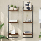 Wall shelves 3-tier with bars 2 pcs 30x25x100 cm brown oak