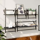 Wandschappen set 4 stuks bewerkt hout zwart