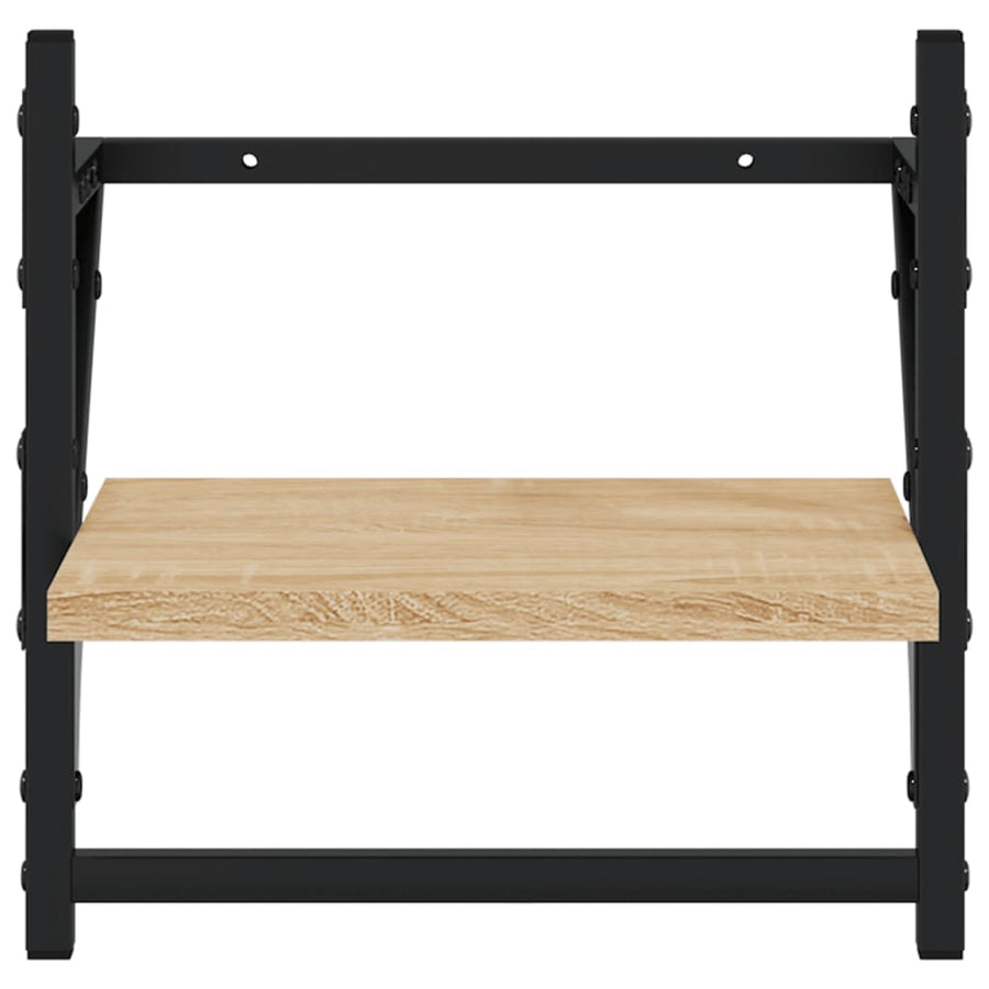 -Delige Wandschappenset Met Stangen Bewerkt Hout Sonoma eiken