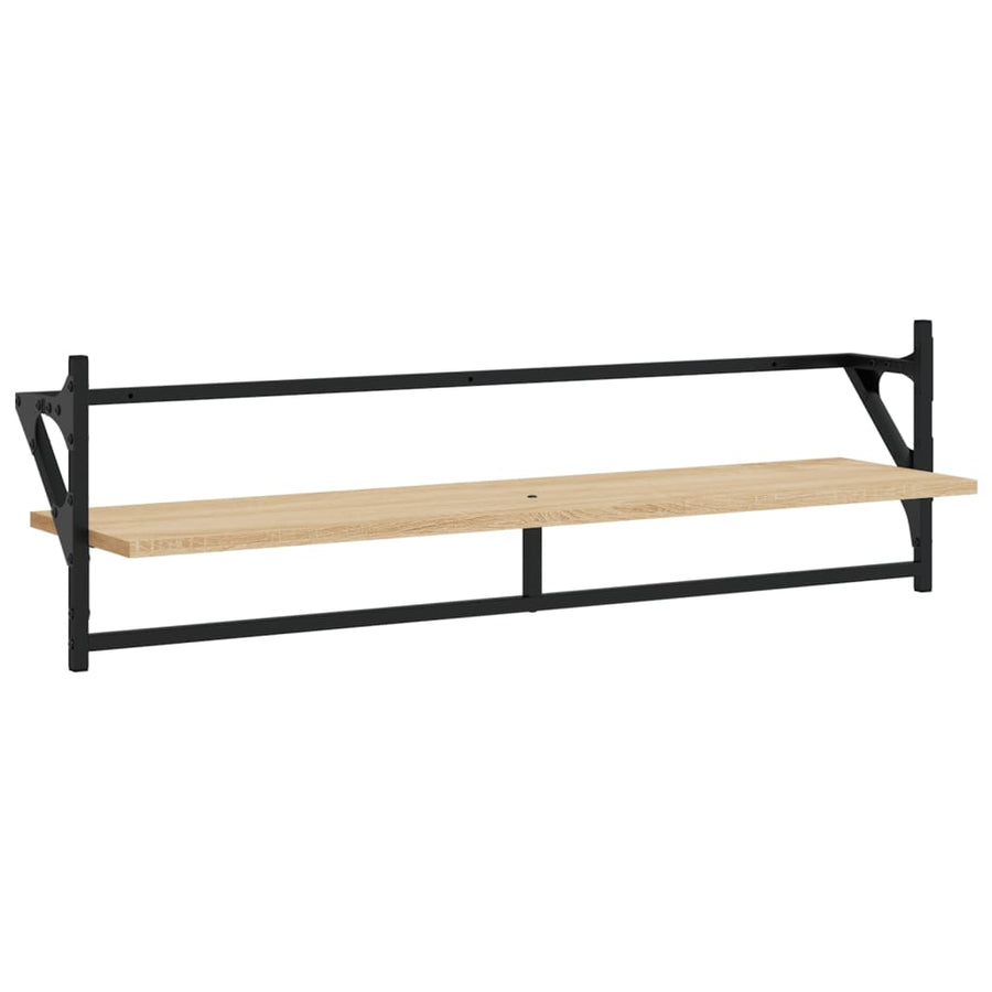 -Delige Wandschappenset Met Stangen Bewerkt Hout Sonoma eiken