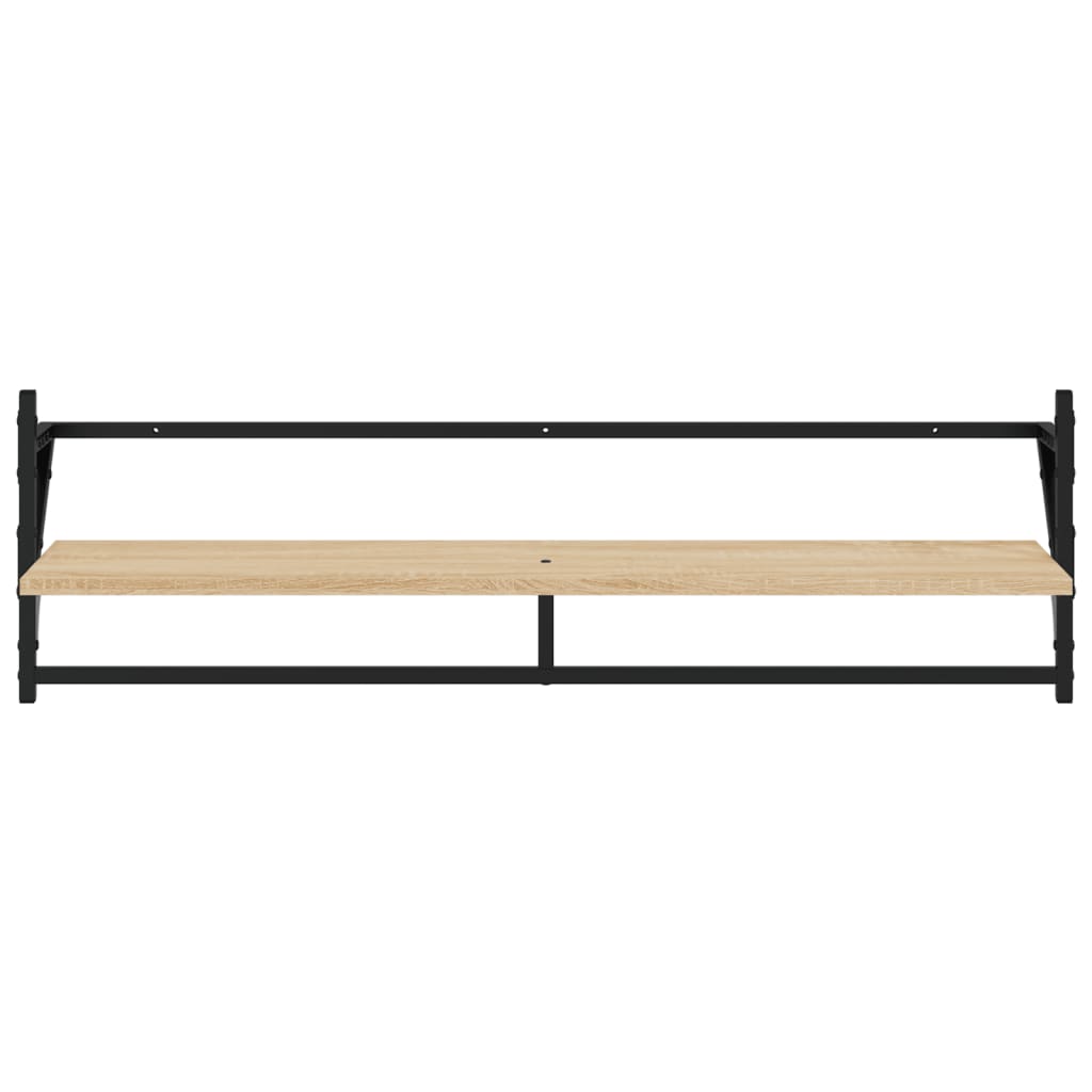 -Delige Wandschappenset Met Stangen Bewerkt Hout Sonoma eiken