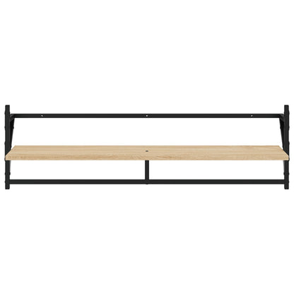 -Delige Wandschappenset Met Stangen Bewerkt Hout Sonoma eiken