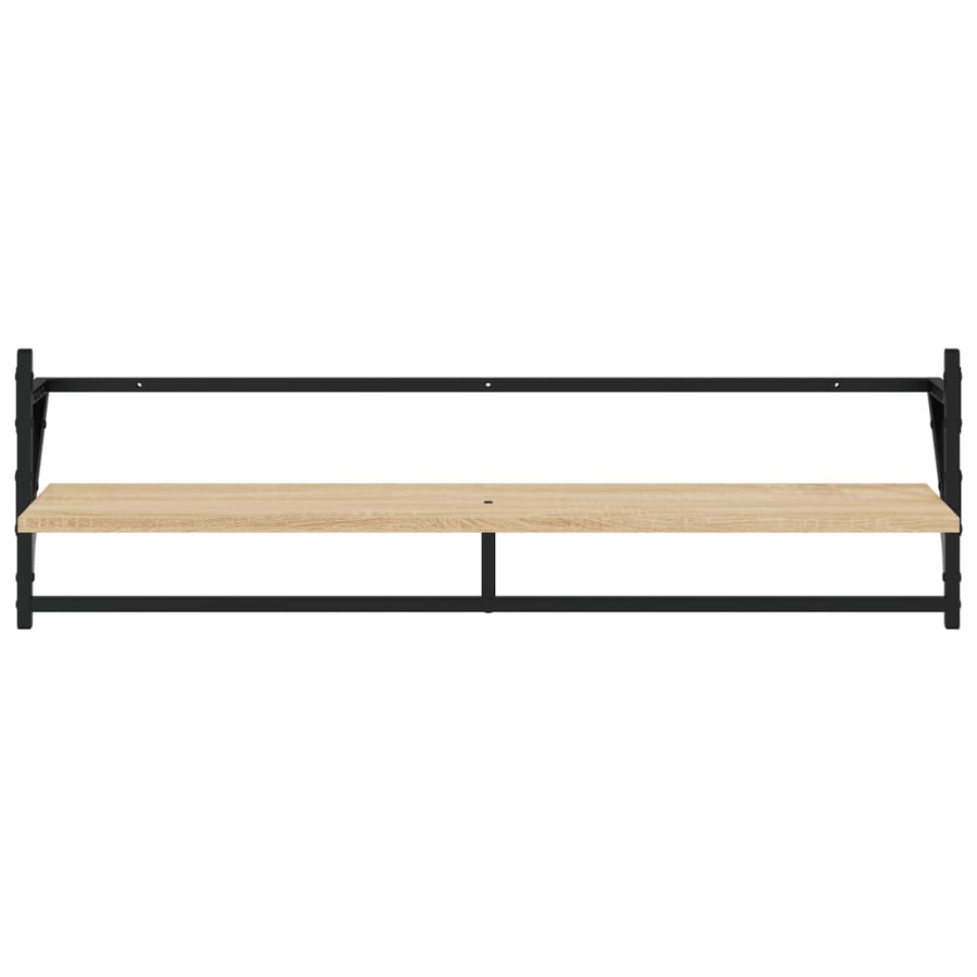 -Delige Wandschappenset Met Stangen Bewerkt Hout Sonoma eiken