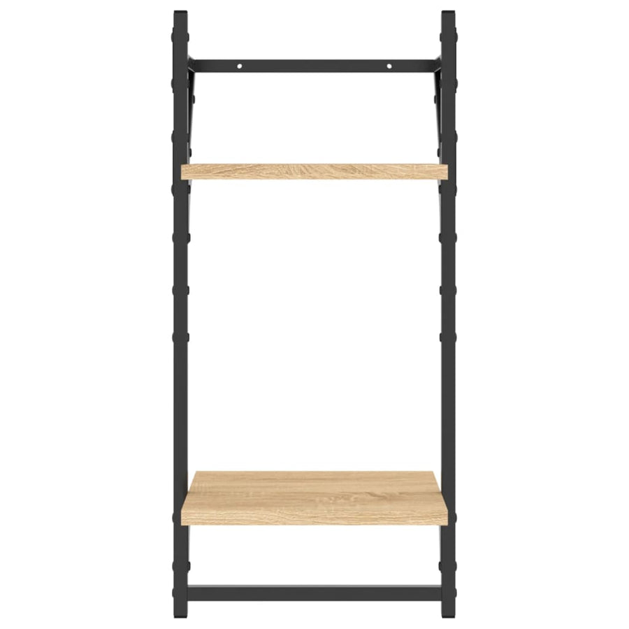 -Delige Wandschappenset Met Stangen Bewerkt Hout Sonoma eiken