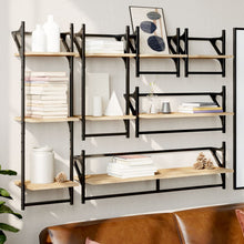 -Delige Wandschappenset Met Stangen Bewerkt Hout Sonoma eiken