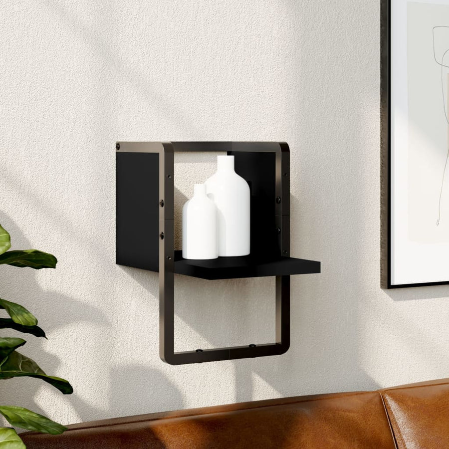 Wandschap Met Stang 20 x 25 x 30 cm Zwart